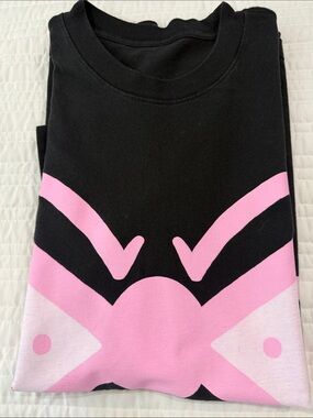 Black Tee with Pink Graphic Butterfly
